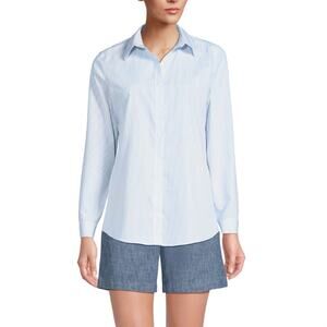 Land's END No Iron Supima Button Down Shirt Womens 10 Pastel Polka Dots